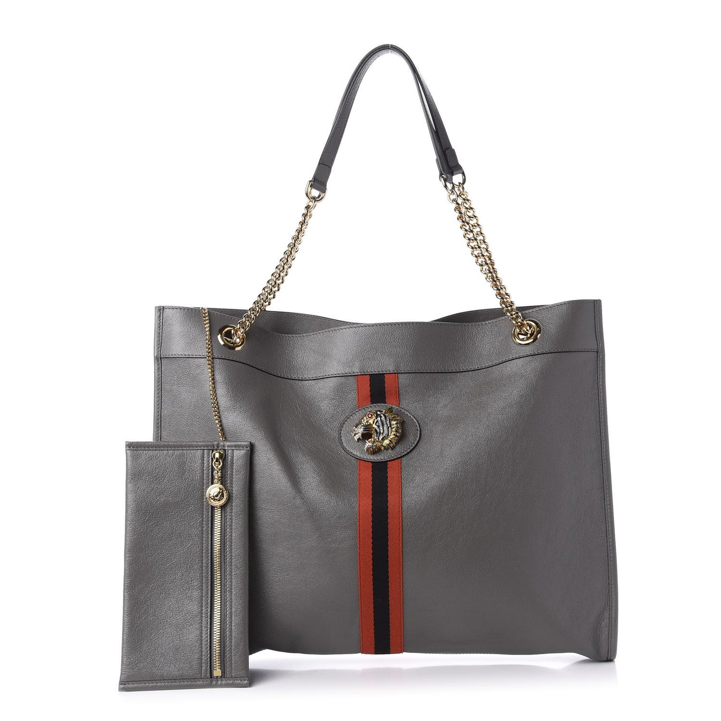 Calfskin Large Rajah Chain Tote Grey