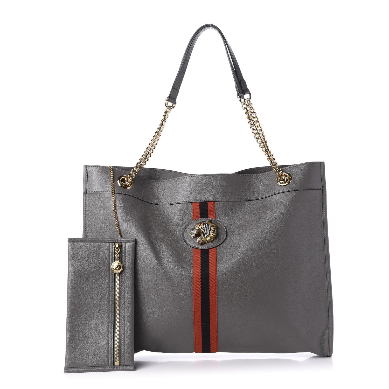Gucci Calfskin Large Rajah Chain Tote Grey 1 of 14