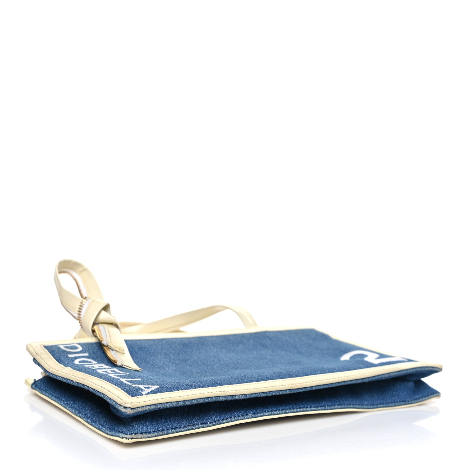 Christian Dior Denim Patent Diorella Rectangular Bag Blue 4 of 14