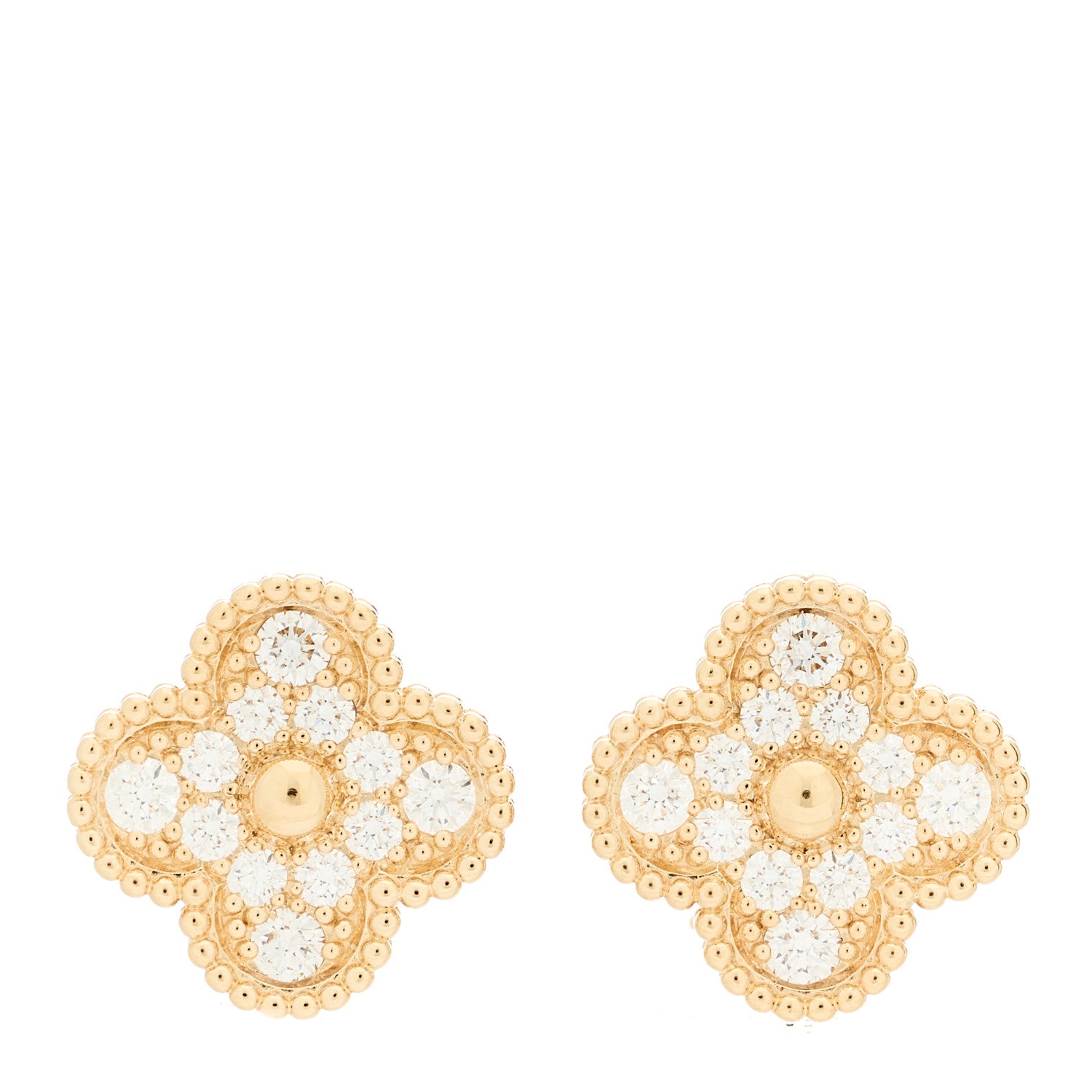 Van Cleef & Arpels 18K Rose Gold Diamond Vintage Alhambra Earrings 1 of 4