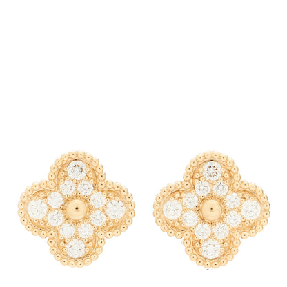 Van Cleef & Arpels 18K Rose Gold Diamond Vintage Alhambra Earrings 1 of 4