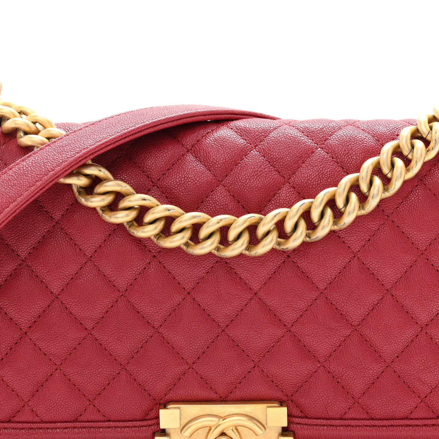 Chanel Caviar Quilted Medium Boy Flap Dark Red 8 of 10