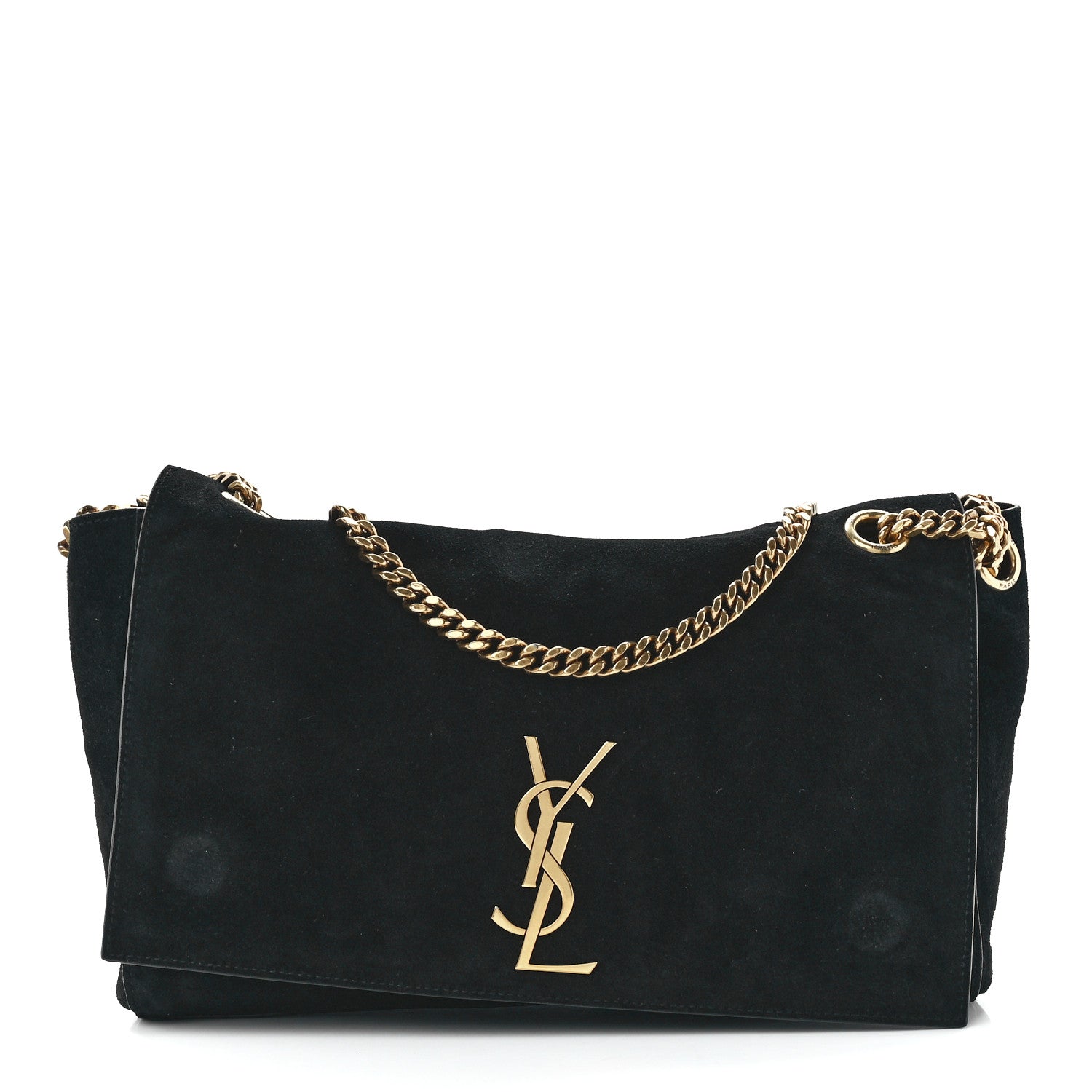 Saint Laurent Smooth Calfskin Suede Medium Reversible Monogram Kate Satchel Black 3 of 20