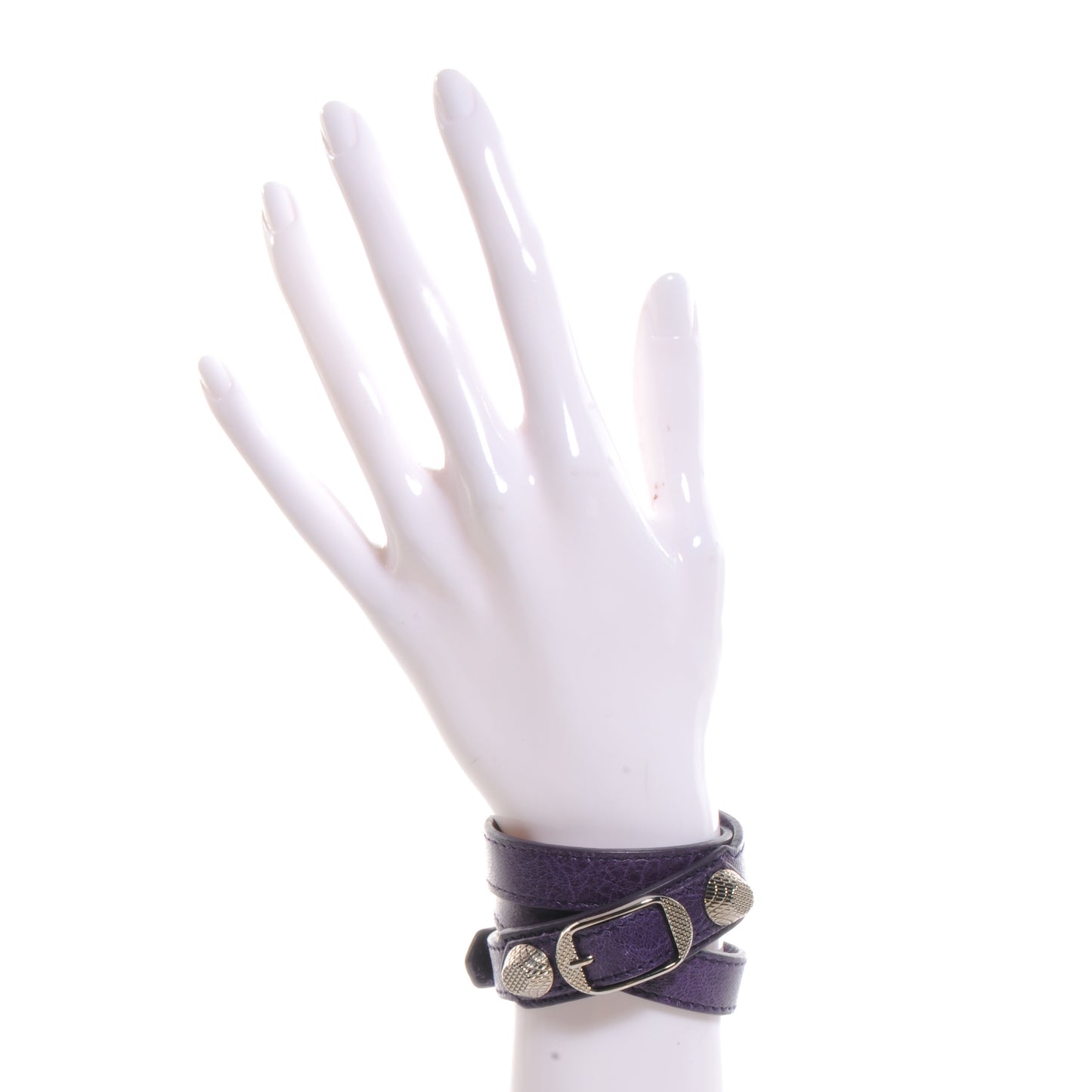 Agneau Arena Giant 12 Silver Hardware Triple Tour Bracelet Small Violet