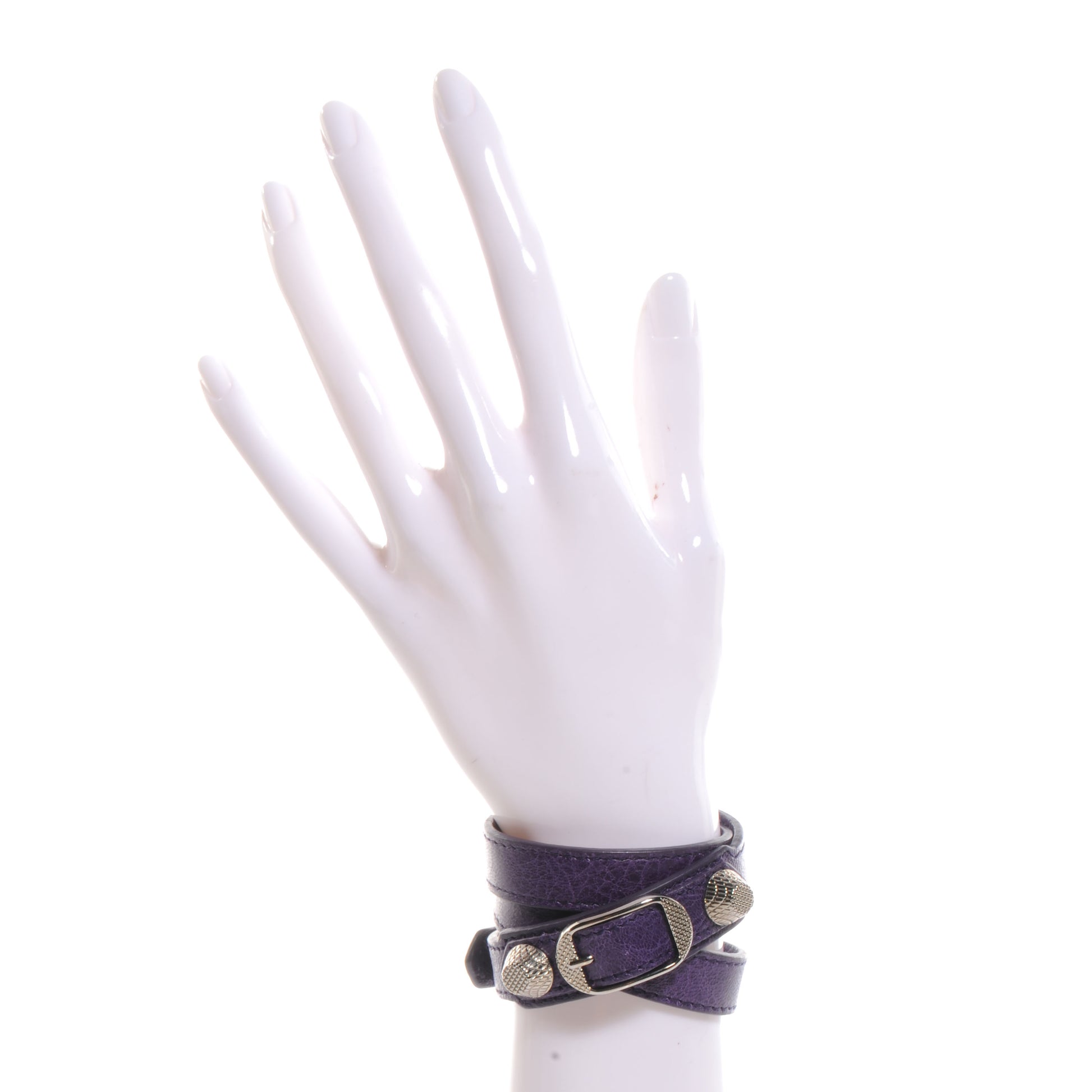 Balenciaga Agneau Arena Giant 12 Silver Hardware Triple Tour Bracelet Small Violet 2 of 9