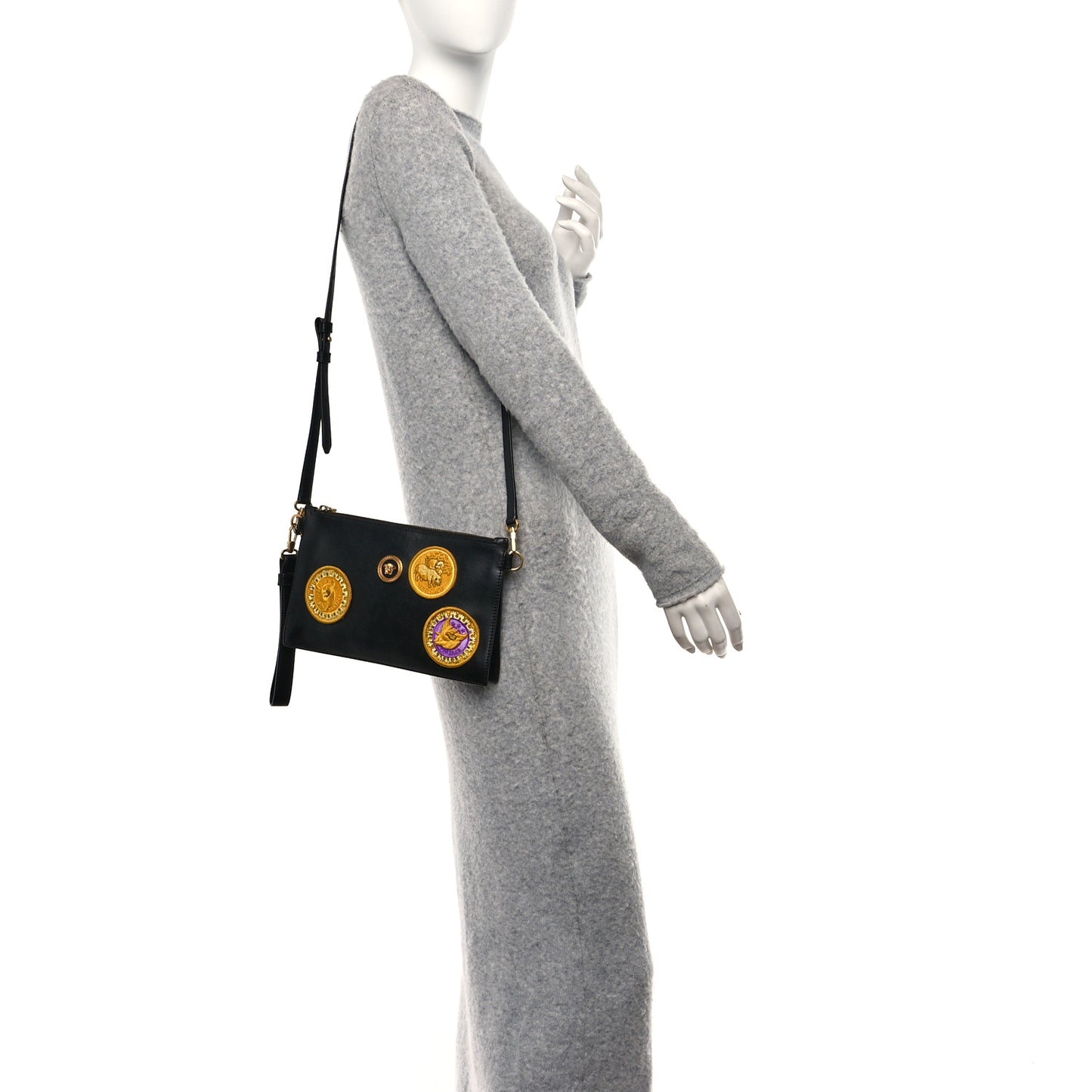 Nappa La Medusa Lunar New Year Patches Crossbody Pouch Black