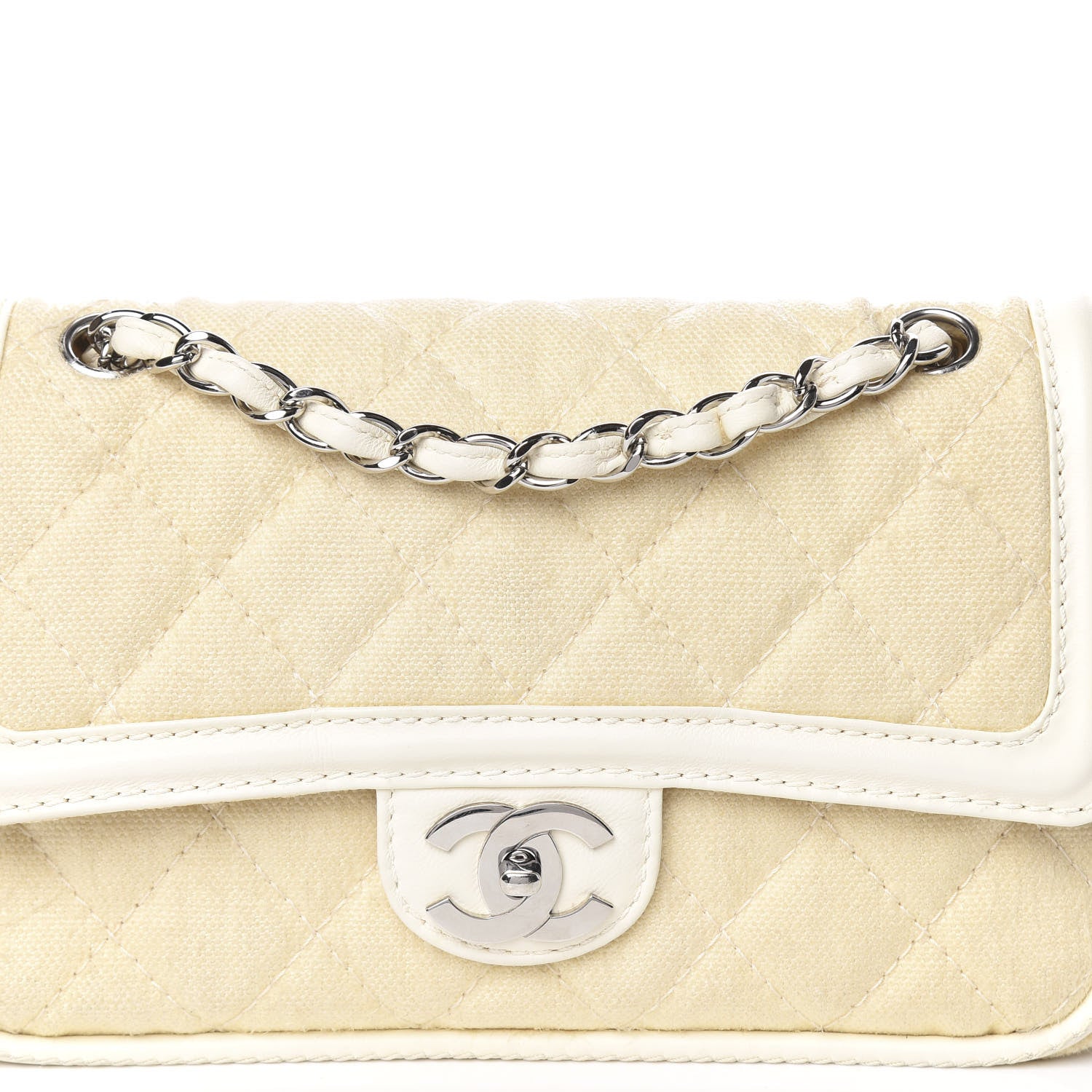 Chanel Canvas Quilted Medium Flap Beige 17 of 17