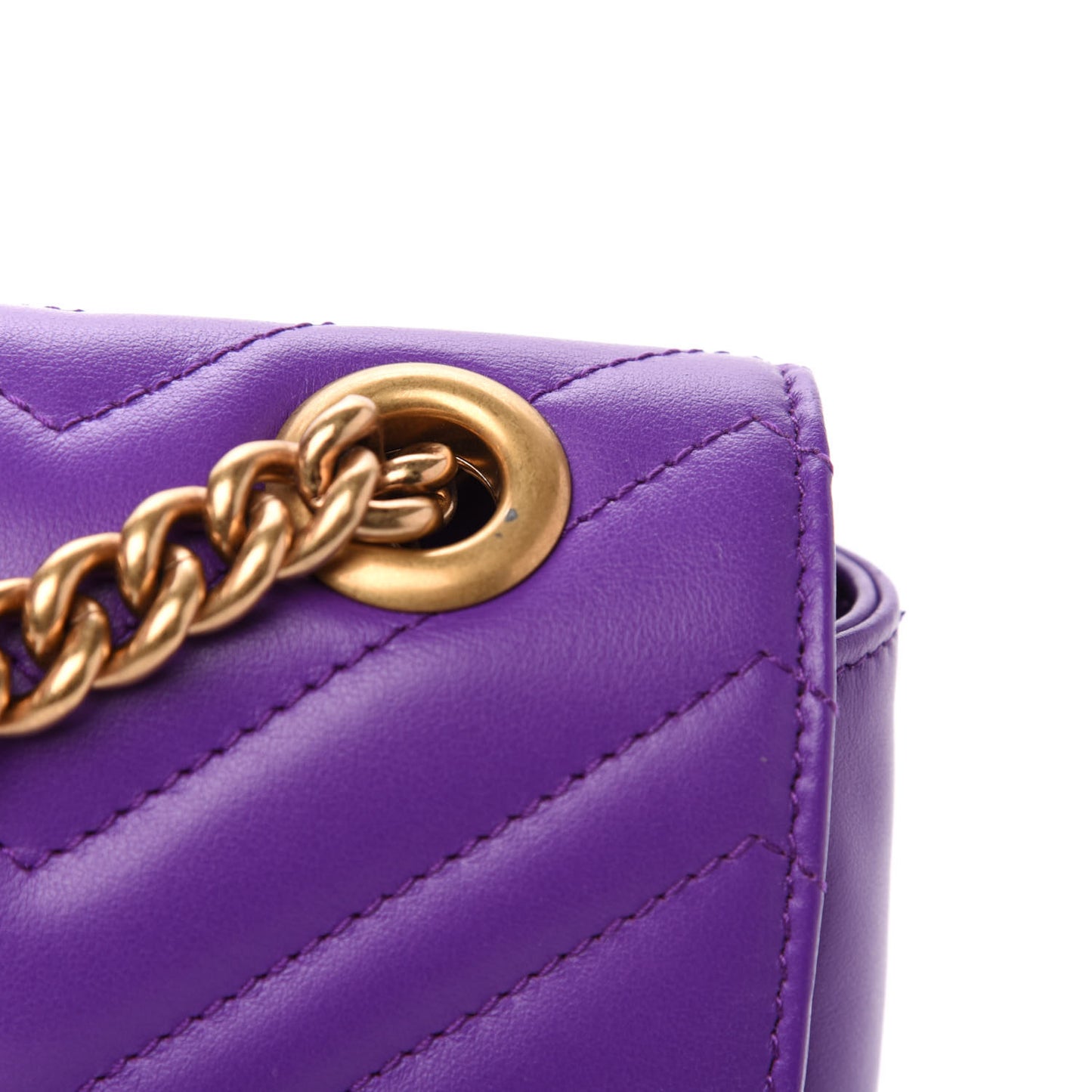 Calfskin Matelasse Small GG Marmont Shoulder Bag Shine Purple