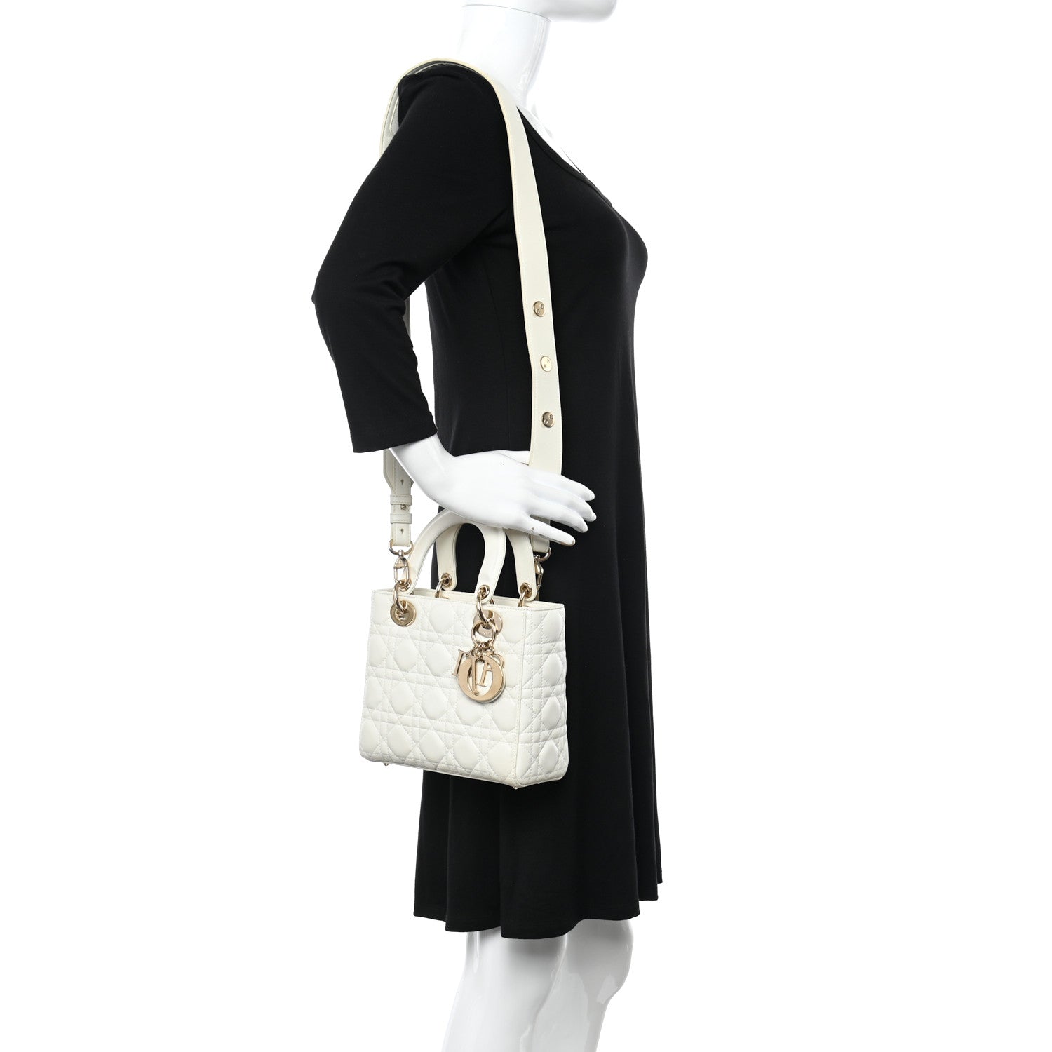 Christian Dior Lambskin Cannage Small My ABCDior Lady Dior White 2 of 15