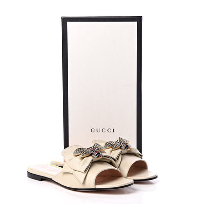 Gucci Nappa Queen Margaret Flat Slide Sandals 38.5 Vintage White 8 of 8