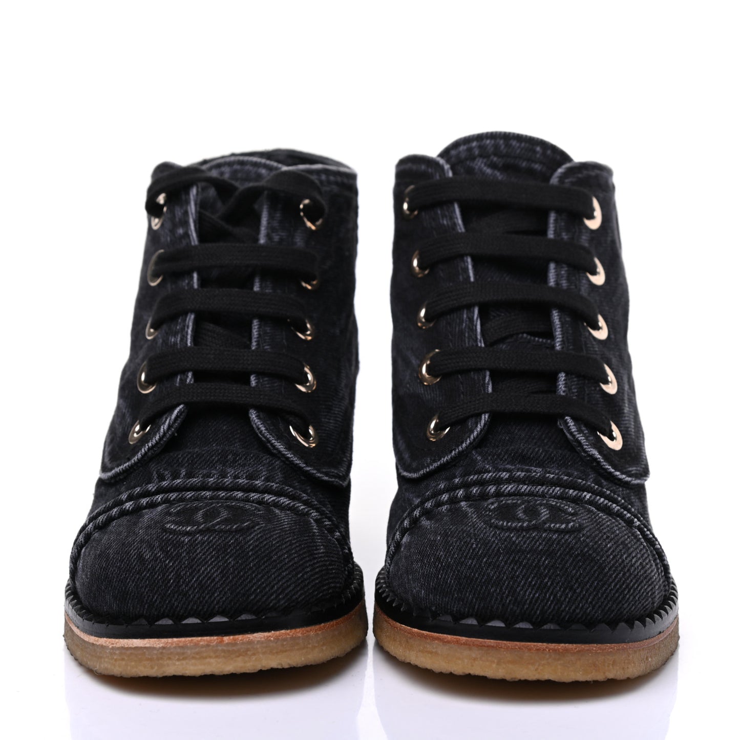 Denim Lace Up Boots 37.5 Grey