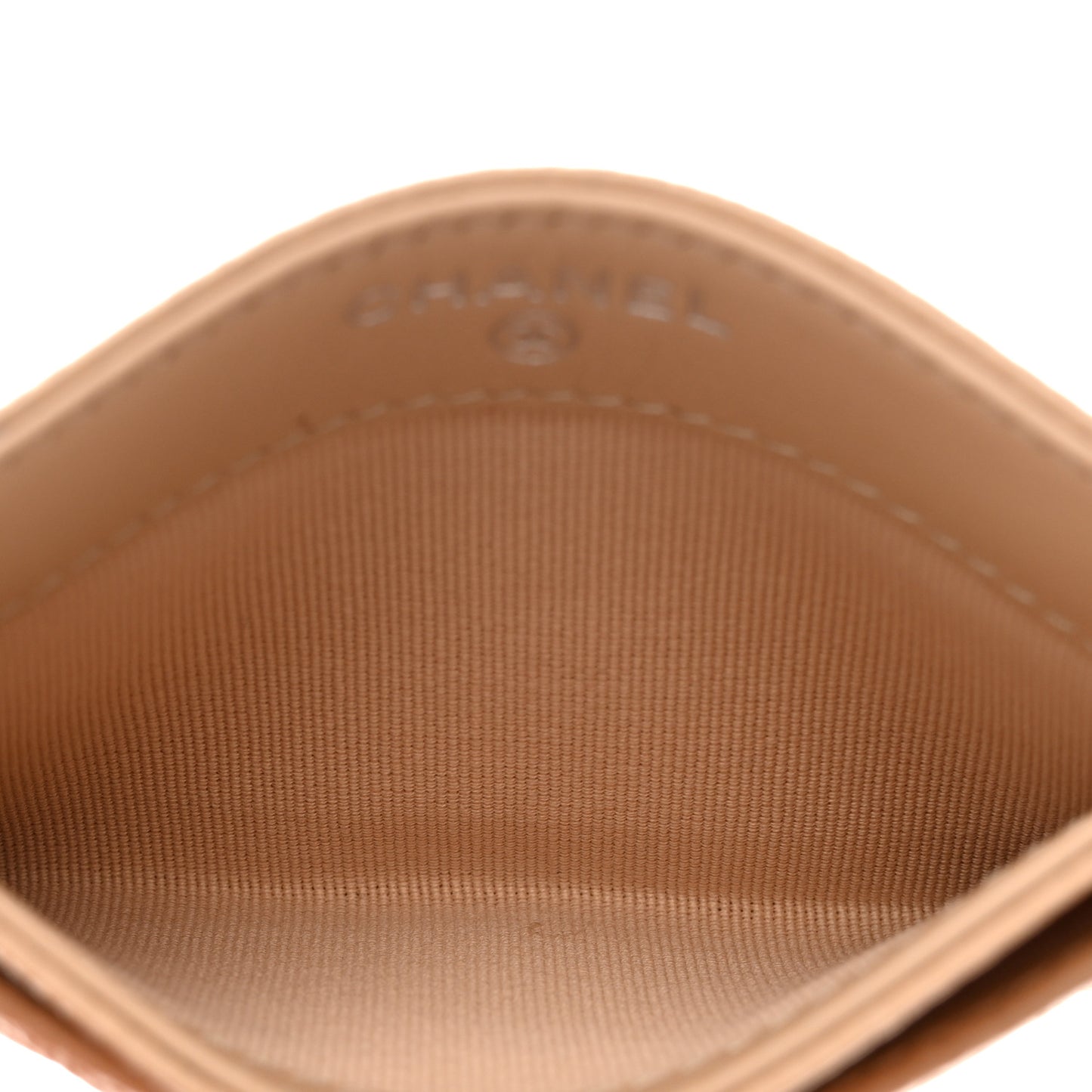Caviar Quilted Card Holder Beige