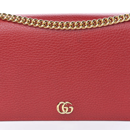 Gucci Dollar Calfskin Mini GG Marmont Chain Wallet Hibiscus Red 10 of 11