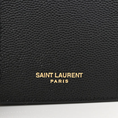 Saint Laurent Grain De Poudre Matelasse Chevron Monogram Compact Tri Fold Wallet Black 6 of 8