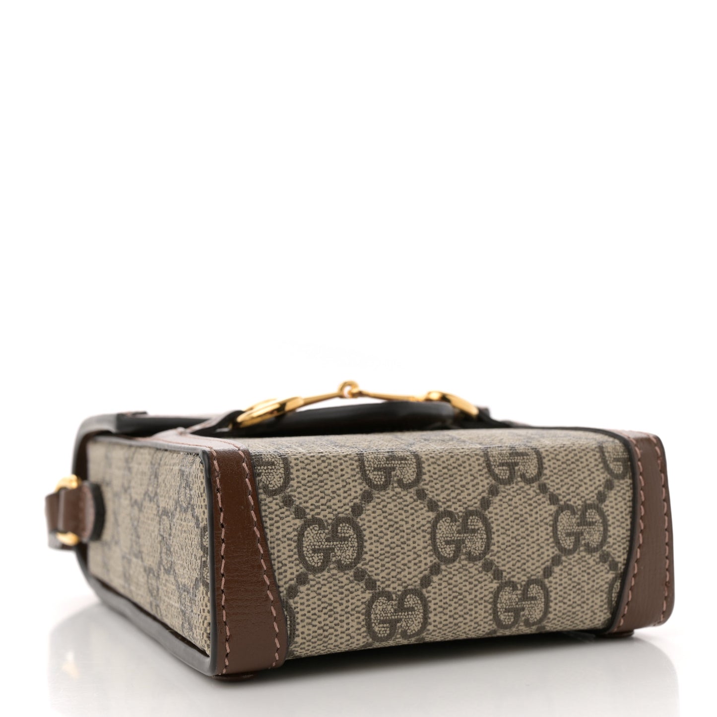 GG Supreme Monogram Mini Horsebit 1955 Crossbody Bag Beige Brown Sugar