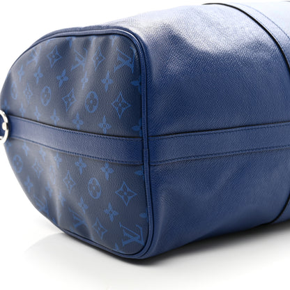 Louis Vuitton Taiga Monogram Eclipse Keepall Bandouliere 50 Pacific Blue 7 of 9