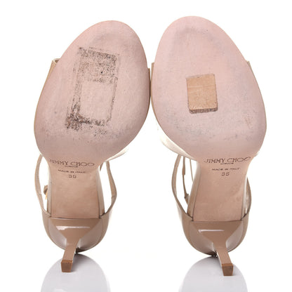 Jimmy Choo Patent Calfskin Lang Sandals 35 Sand 5 of 15