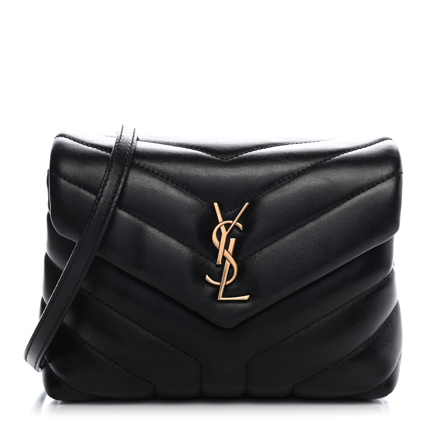 Calfskin Y Quilted Monogram Toy Loulou Crossbody Bag Black