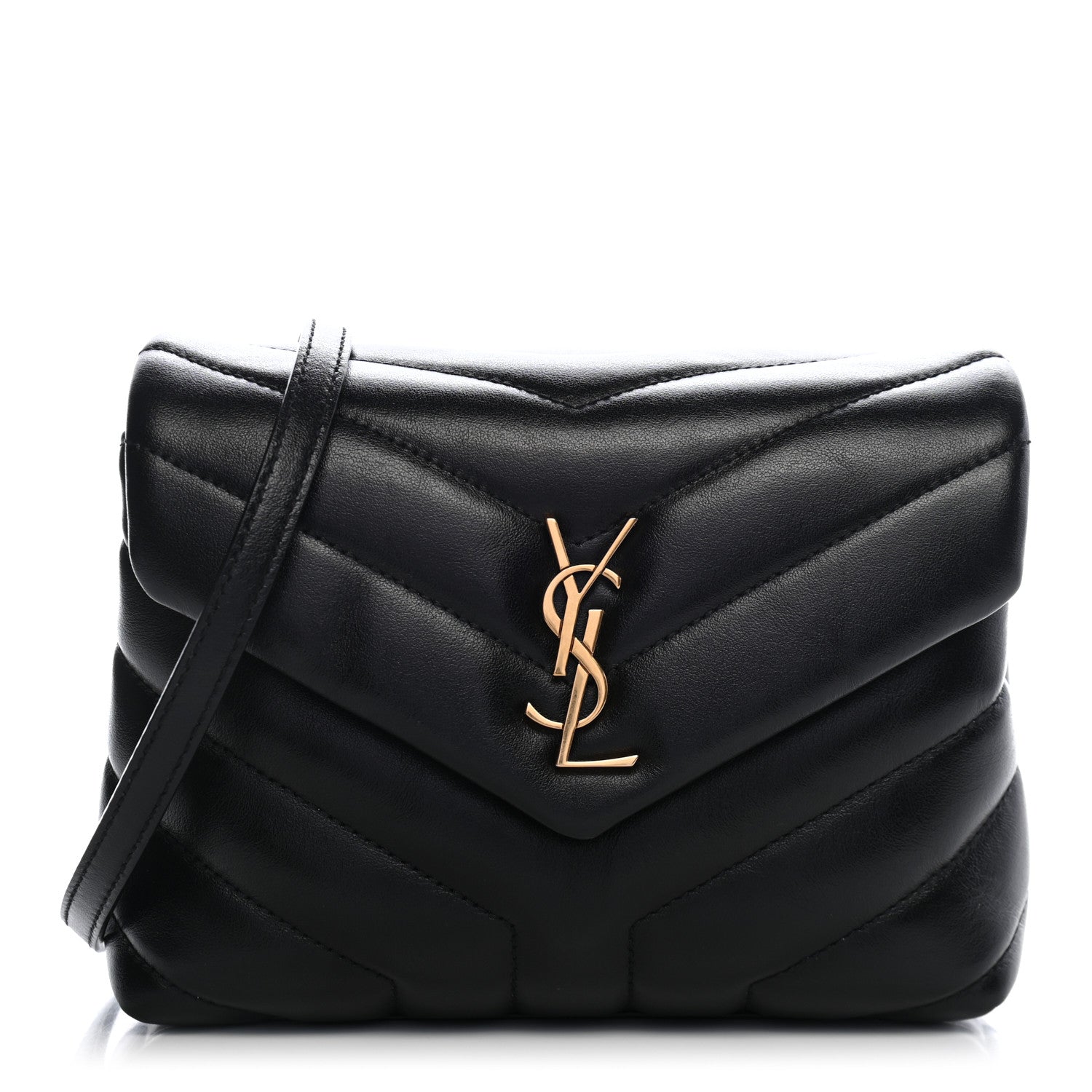 Saint Laurent Calfskin Y Quilted Monogram Toy Loulou Crossbody Bag Black 1 of 9