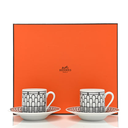 Hermes Porcelain H Deco Coffee Cup And Saucer Set Of 2 Black 11 of 11