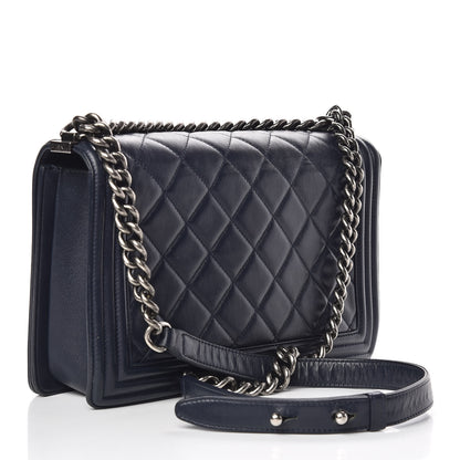 Chanel Lambskin Quilted New Medium Boy Flap Navy 3 of 15