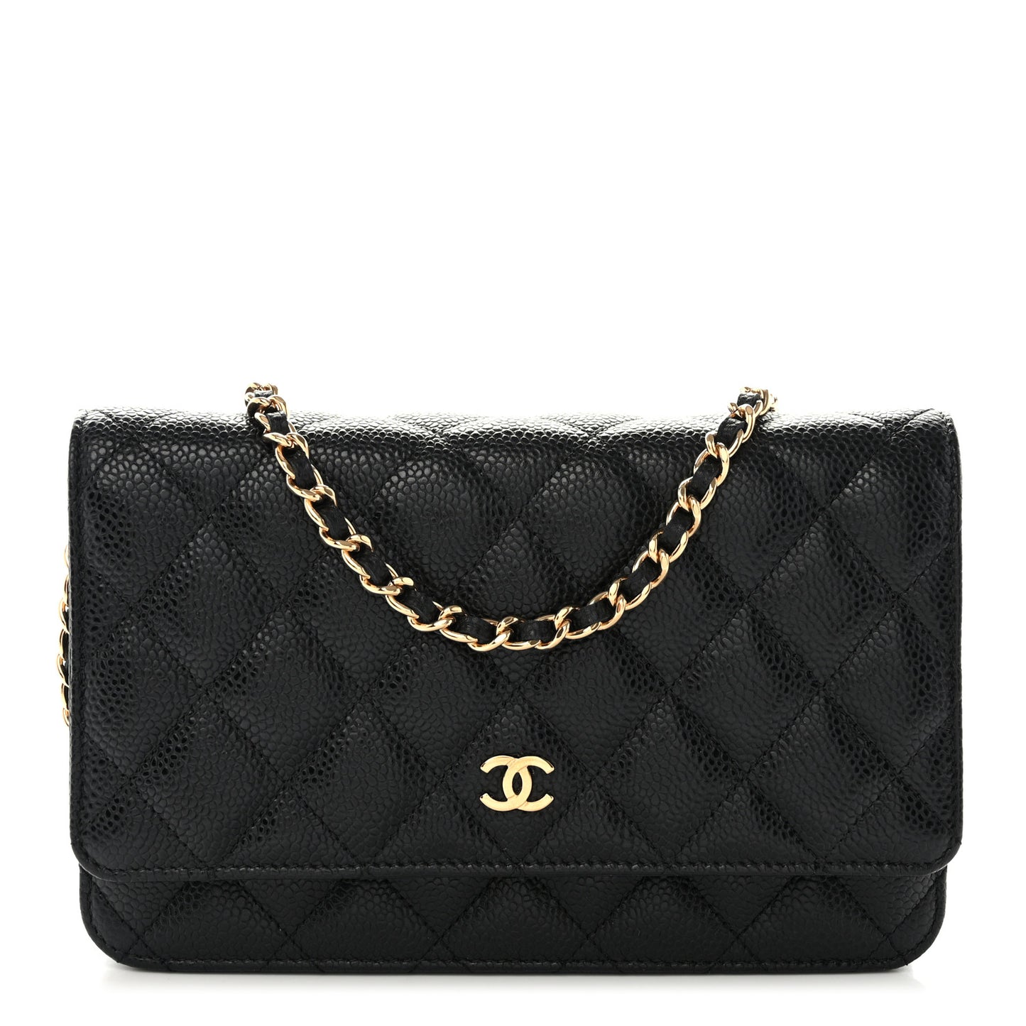 Caviar Quilted Wallet on Chain WOC Black