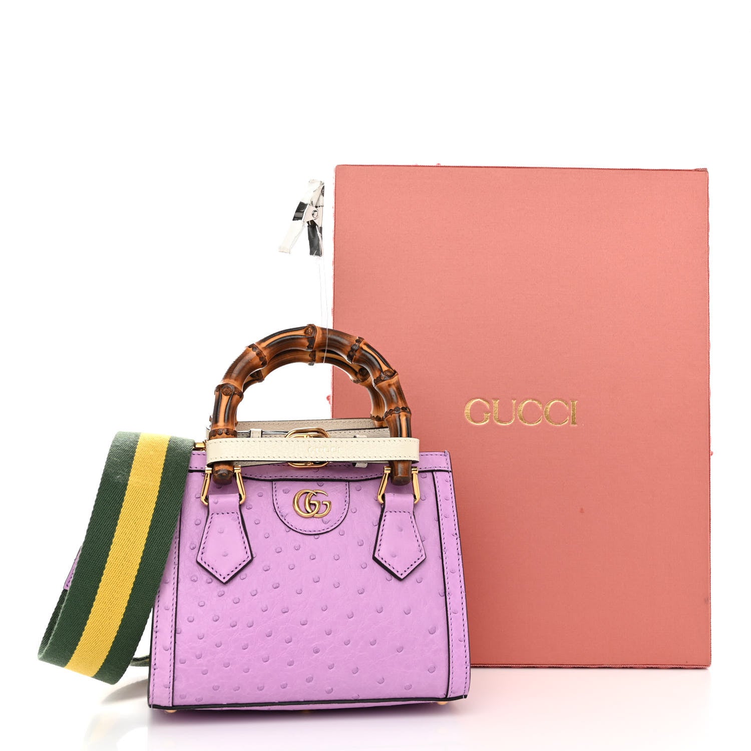 Gucci Ostrich Web Mini Diana Tote Bag Purple 11 of 11