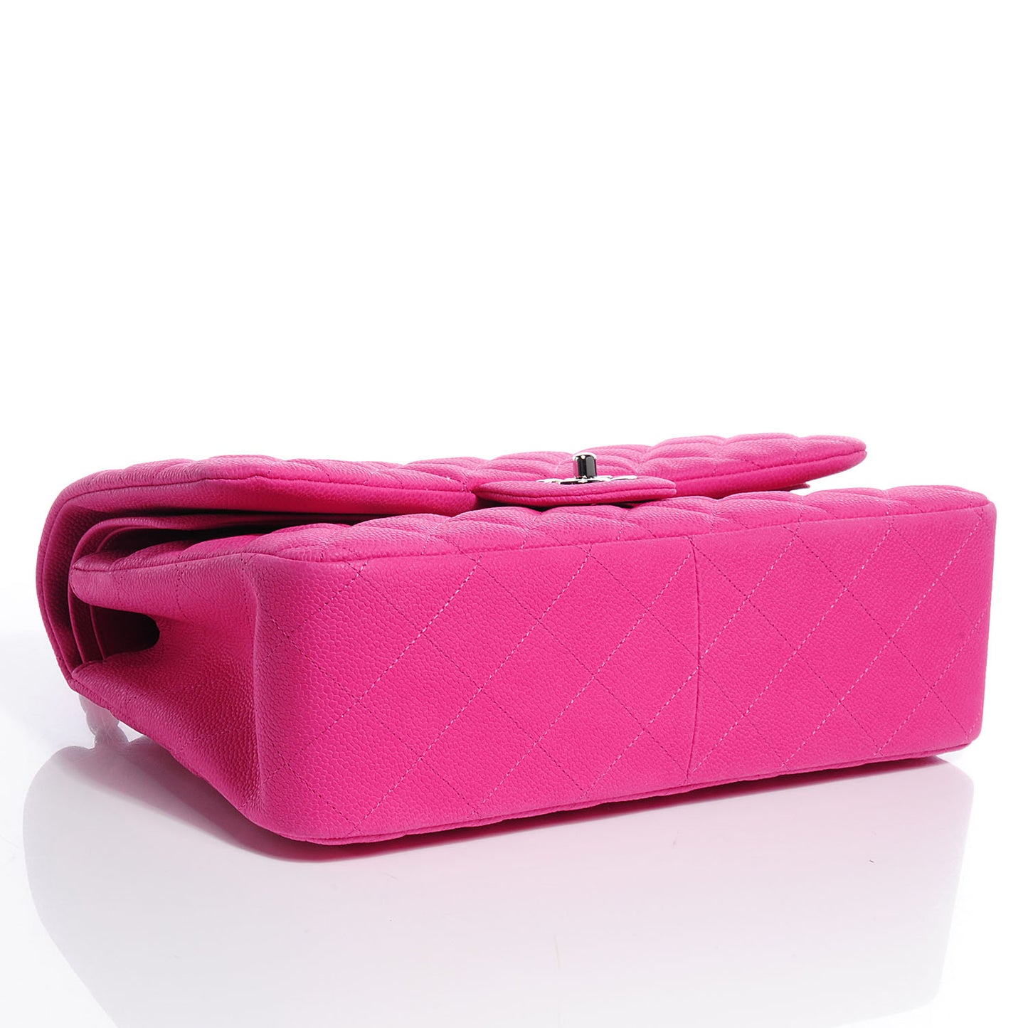 Iridescent Caviar Jumbo Double Flap Hot Pink