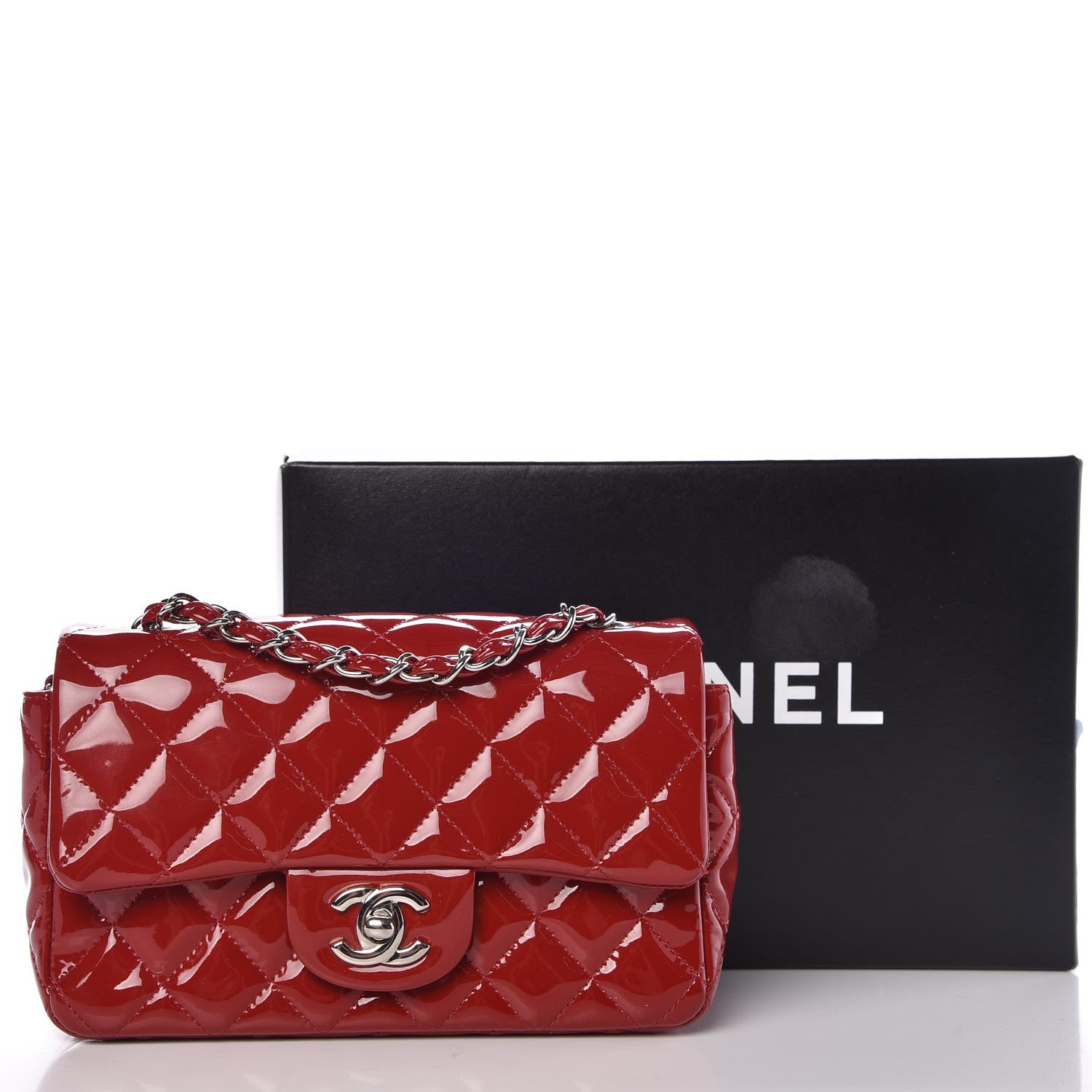Chanel Patent Calfskin Quilted Mini Rectangular Flap Red 8 of 8