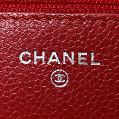Chanel Caviar Quilted Wallet on Chain WOC Red 6 of 12