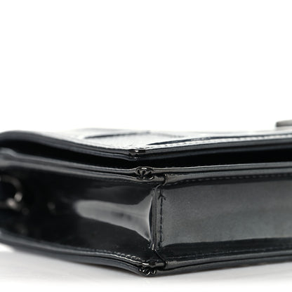 Christian Dior Metallic Patent Micro-Cannage Diorama Wallet on Chain Pouch Onyx Black 8 of 10