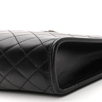 Saint Laurent Lambskin Quilted Monogram Baby Victoire Chain Clutch Bag Black 10 of 12