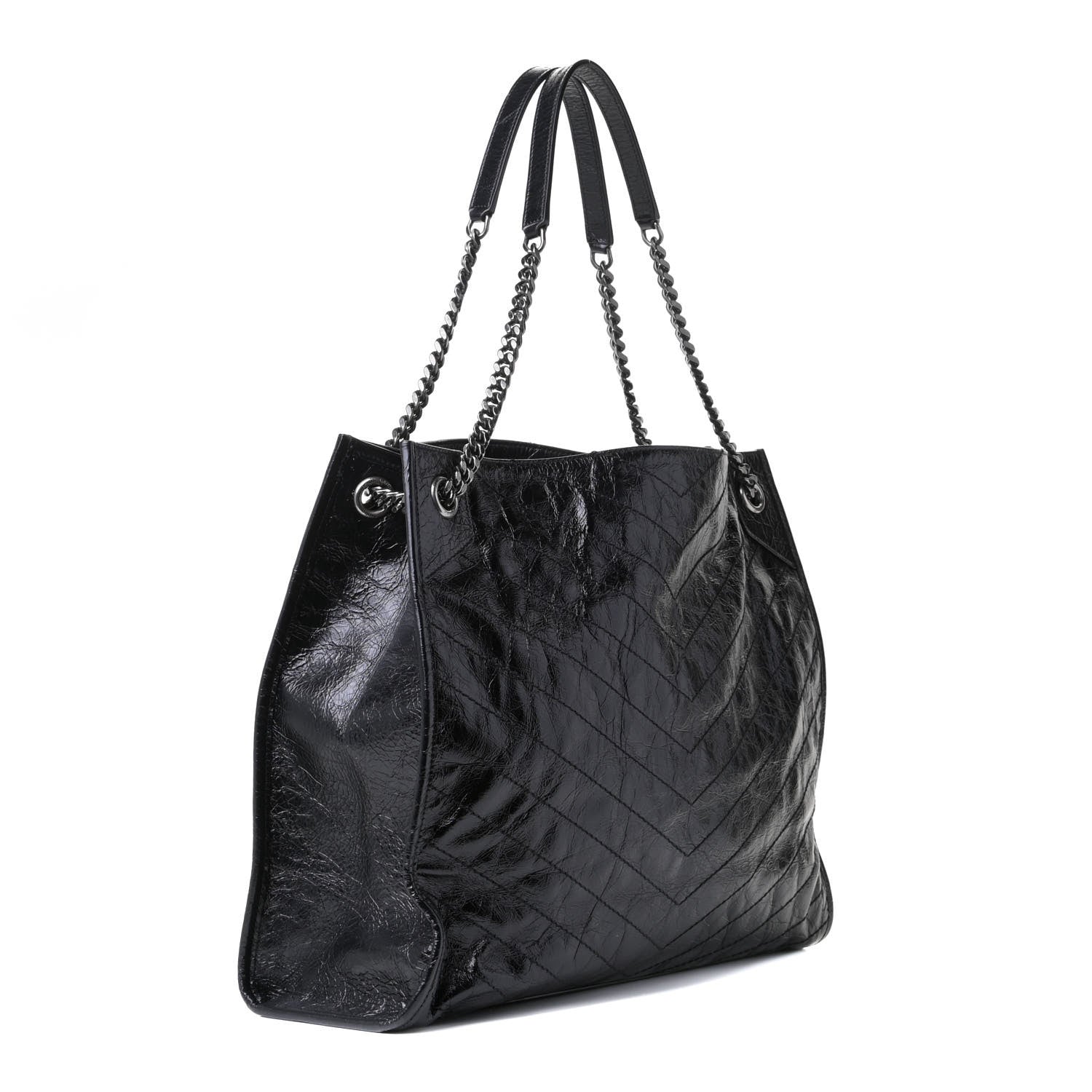Saint Laurent Crinkled Calfskin Matelasse Monogram Niki Shoulder Bag Black 5 of 10