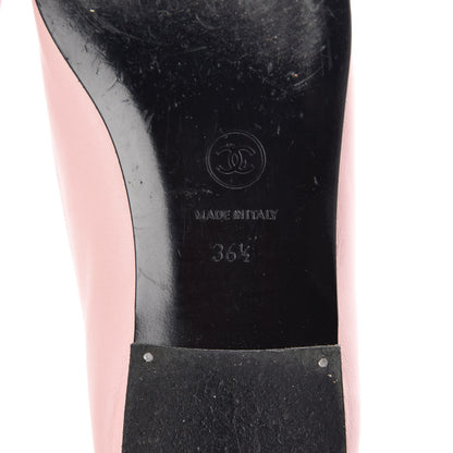 Chanel Lambskin CC Cap Toe Ballerina Flats 36.5 Light Pink Black 10 of 15