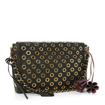 Marc Jacobs Goatskin Quilted Grommet Gotham Eyelet Shoulder Bag Bottle Green 3 of 9