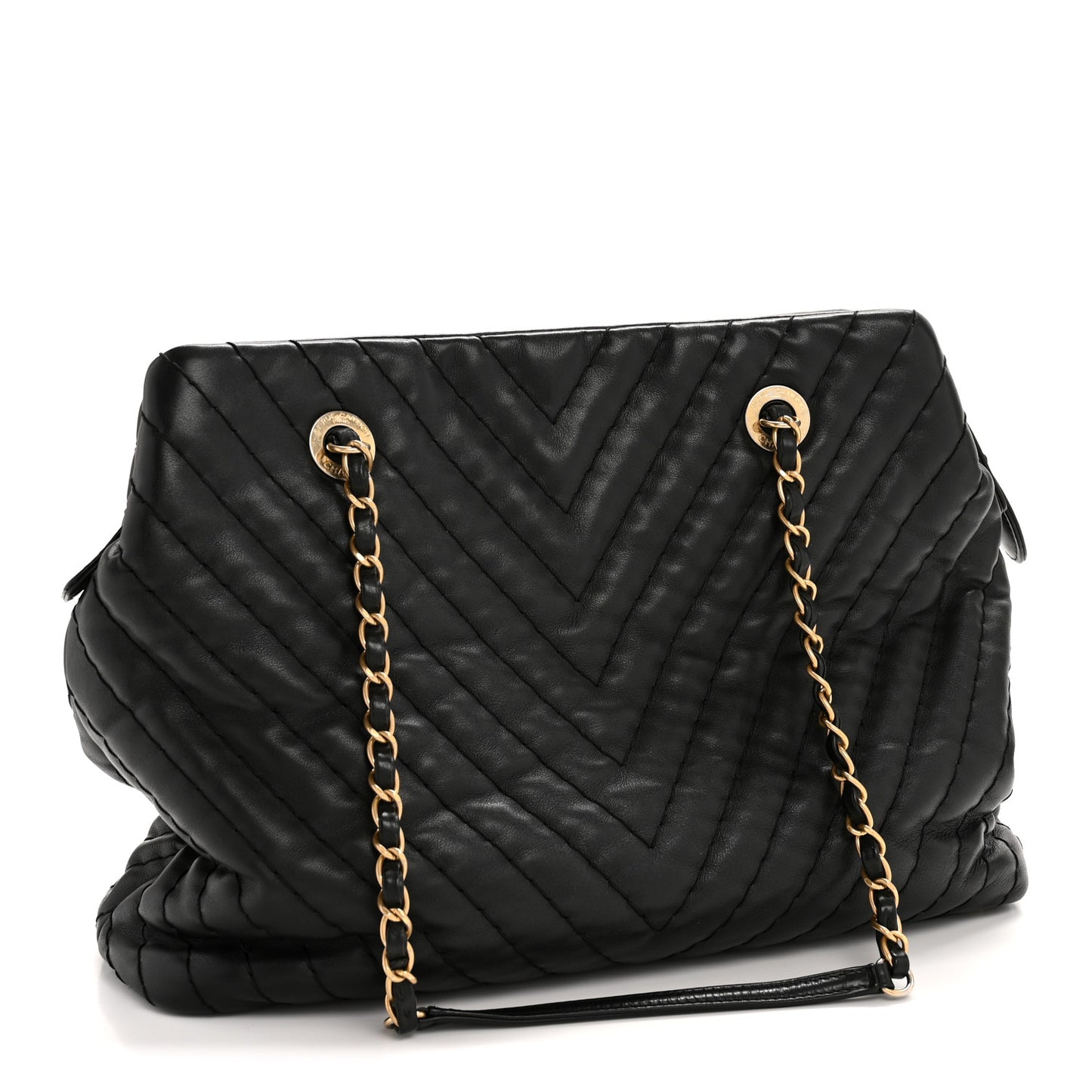 Calfskin Chevron Quilted Surpique Tote Black