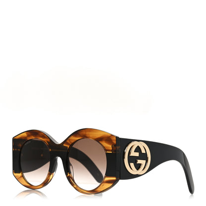 Gucci Acetate Round Frame Sunglasses GG0177S Brown 1 of 7