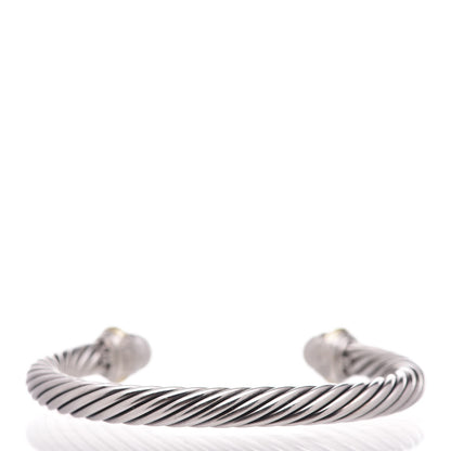 David Yurman Sterling Silver 14K Yellow Gold Pearl 7mm Cable Classics Bracelet 3 of 5