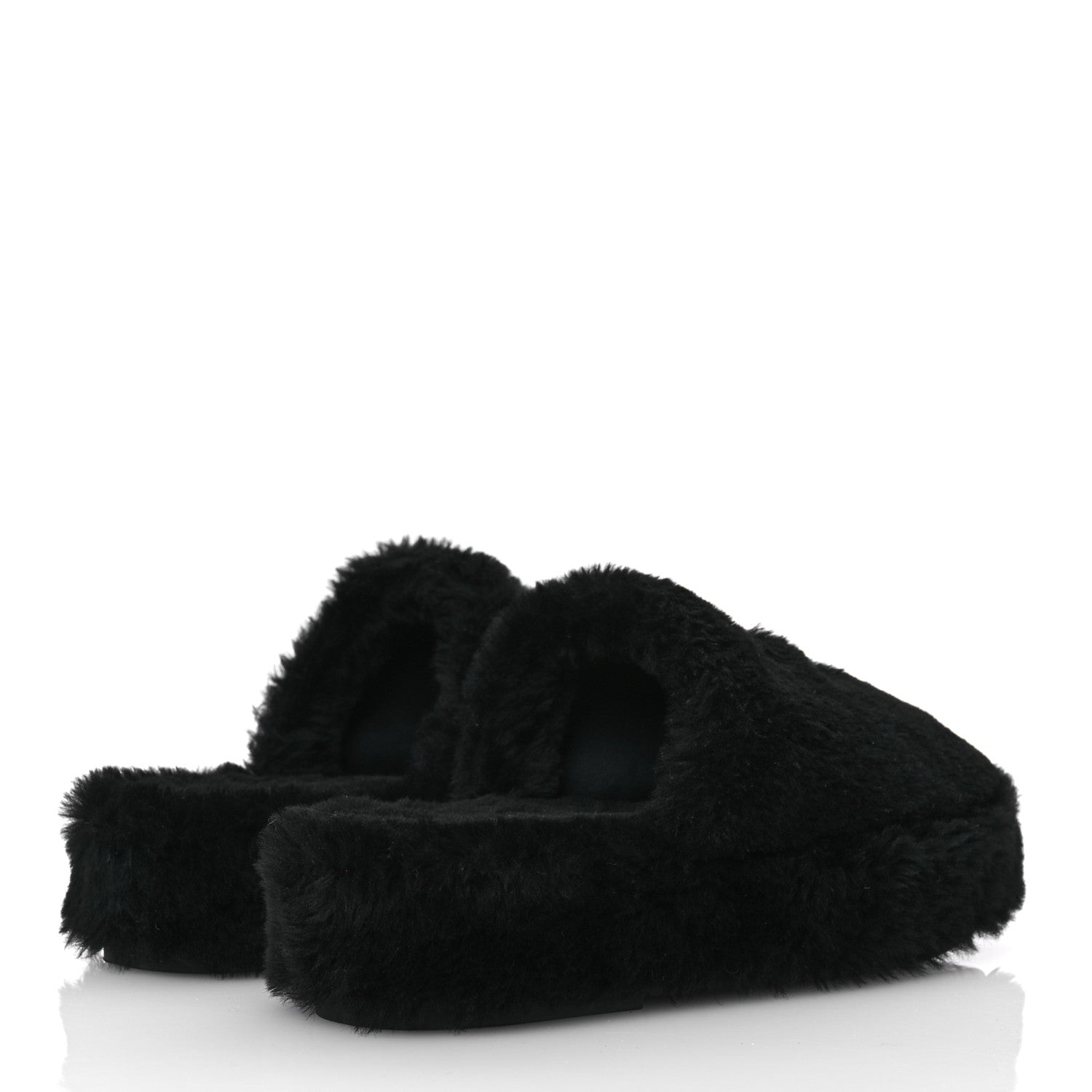 Chanel Shearling CC Flat Mules 41 Black 5 of 17