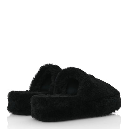 Chanel Shearling CC Flat Mules 41 Black 5 of 17