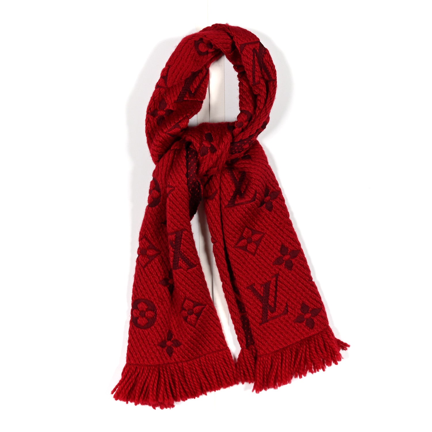 Louis Vuitton Wool Silk Logomania Scarf Rubis 1 of 4