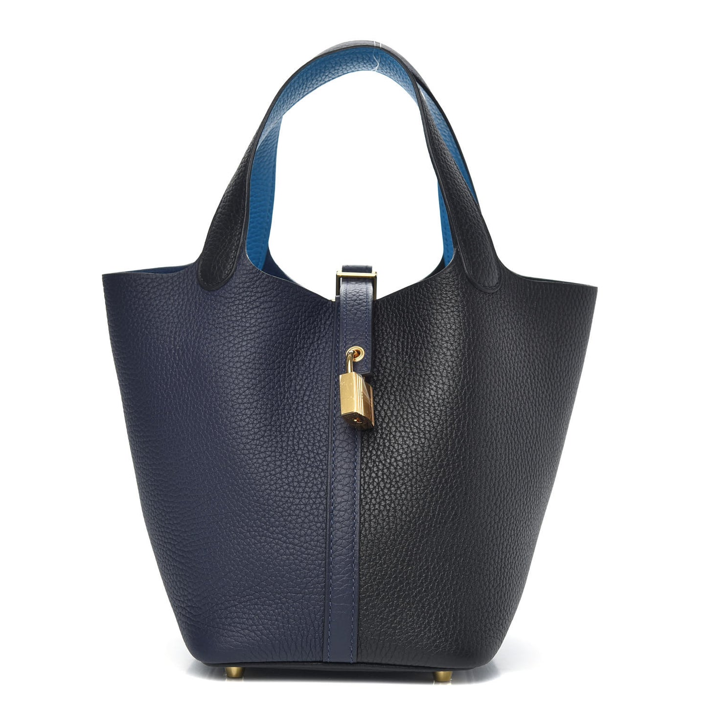 Taurillon Clemence Casaque Picotin Lock 18 PM Blue Nuit Black Bleu Frida