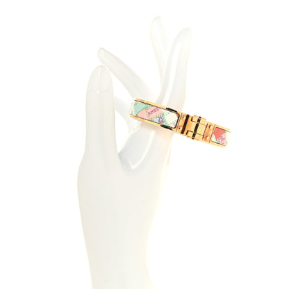 Hermes Enamel Printed Narrow Bolduc Au Carre Hinged Bracelet S Cassatta 2 of 4