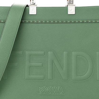 Fendi Vitello Cher Plexiglass Logo Debossed Medium Fendi Sunshine Shopper Tote Verde Islanda 8 of 10