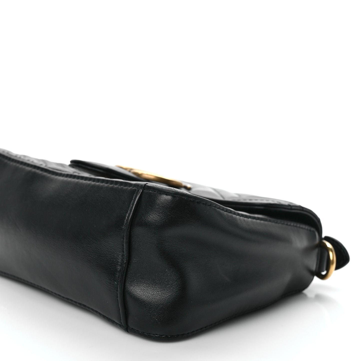 Calfskin Matelasse Mini GG Marmont Top Handle Shoulder Bag Black