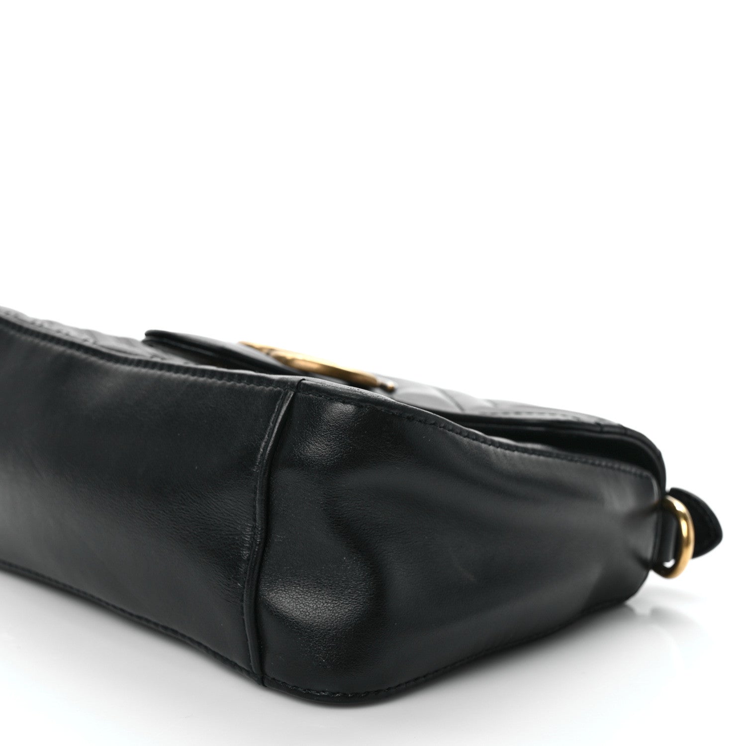 Gucci Calfskin Matelasse Mini GG Marmont Top Handle Shoulder Bag Black 9 of 11