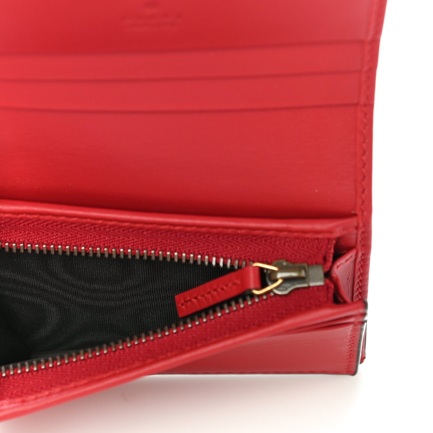 GG Supreme Monogram Cherry Embellished Card Case Wallet Hibiscus Red