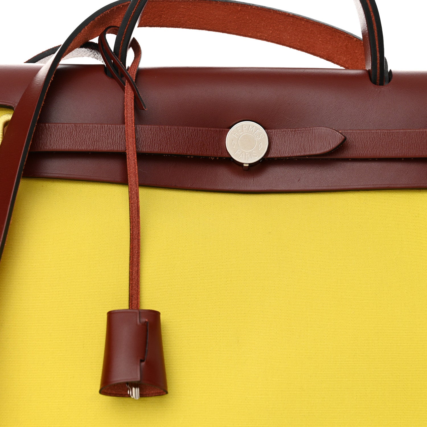 Hermes Vache Hunter Toile Herbag Zip 31 PM Lime Rouge H 9 of 17