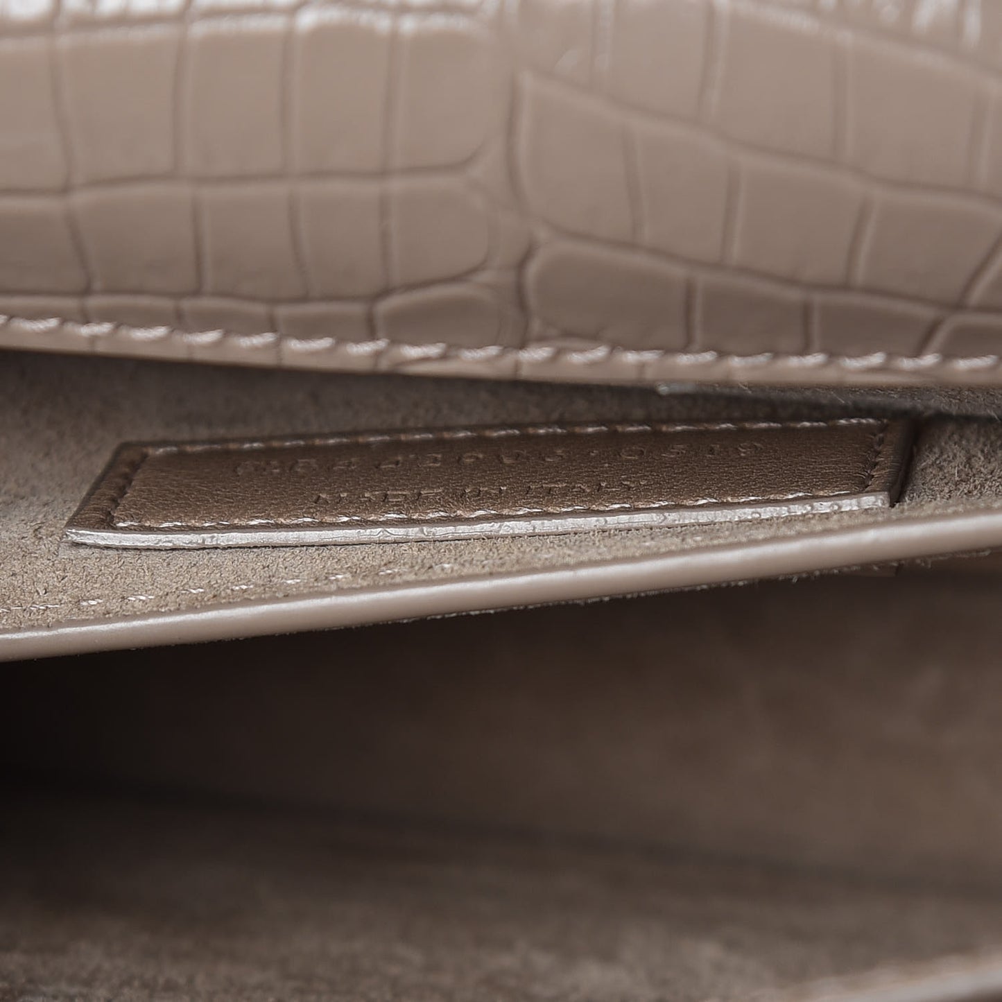 Calfskin Crocodile Embossed Medium Monogram Sunset Dark Beige