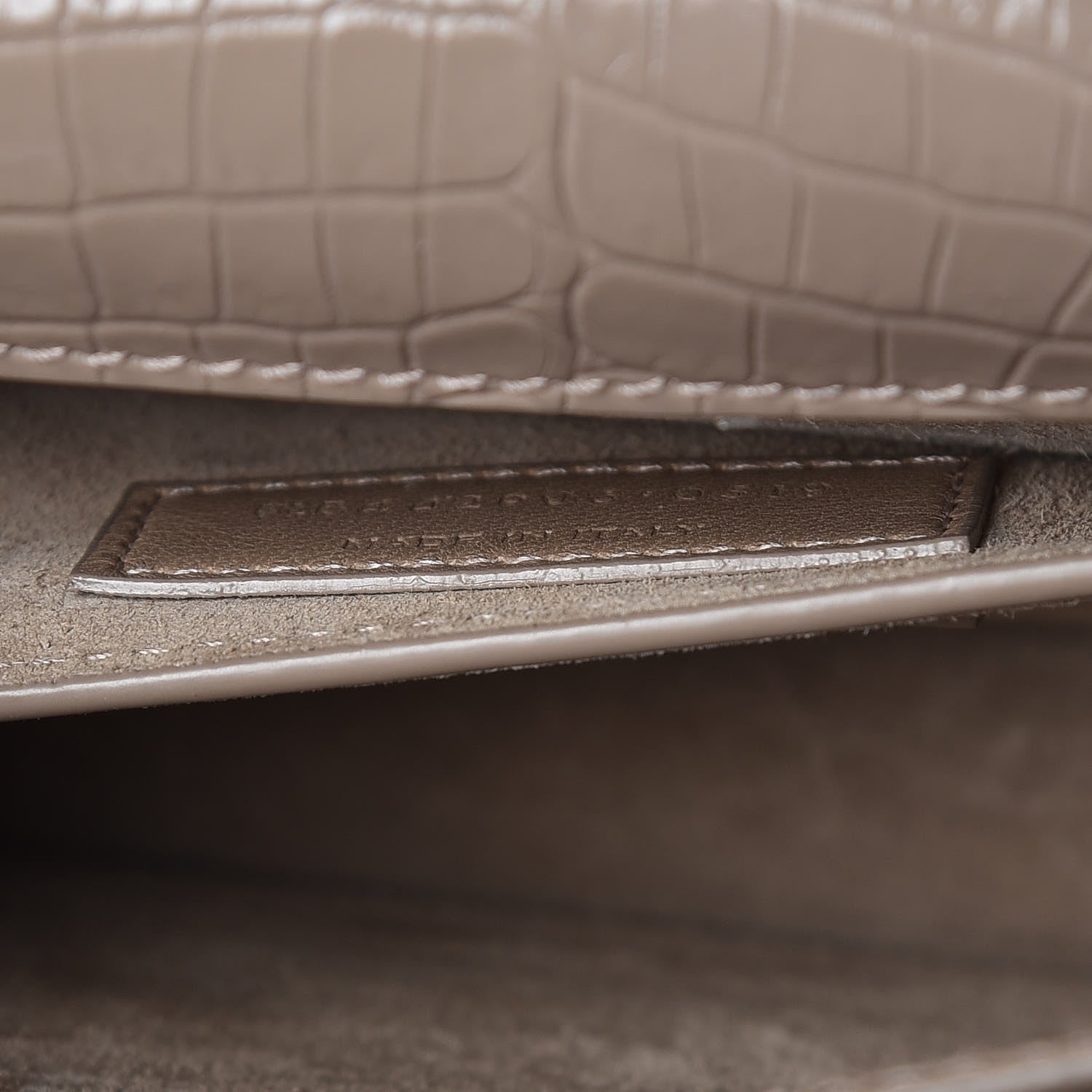 Saint Laurent Calfskin Crocodile Embossed Medium Monogram Sunset Dark Beige 10 of 10